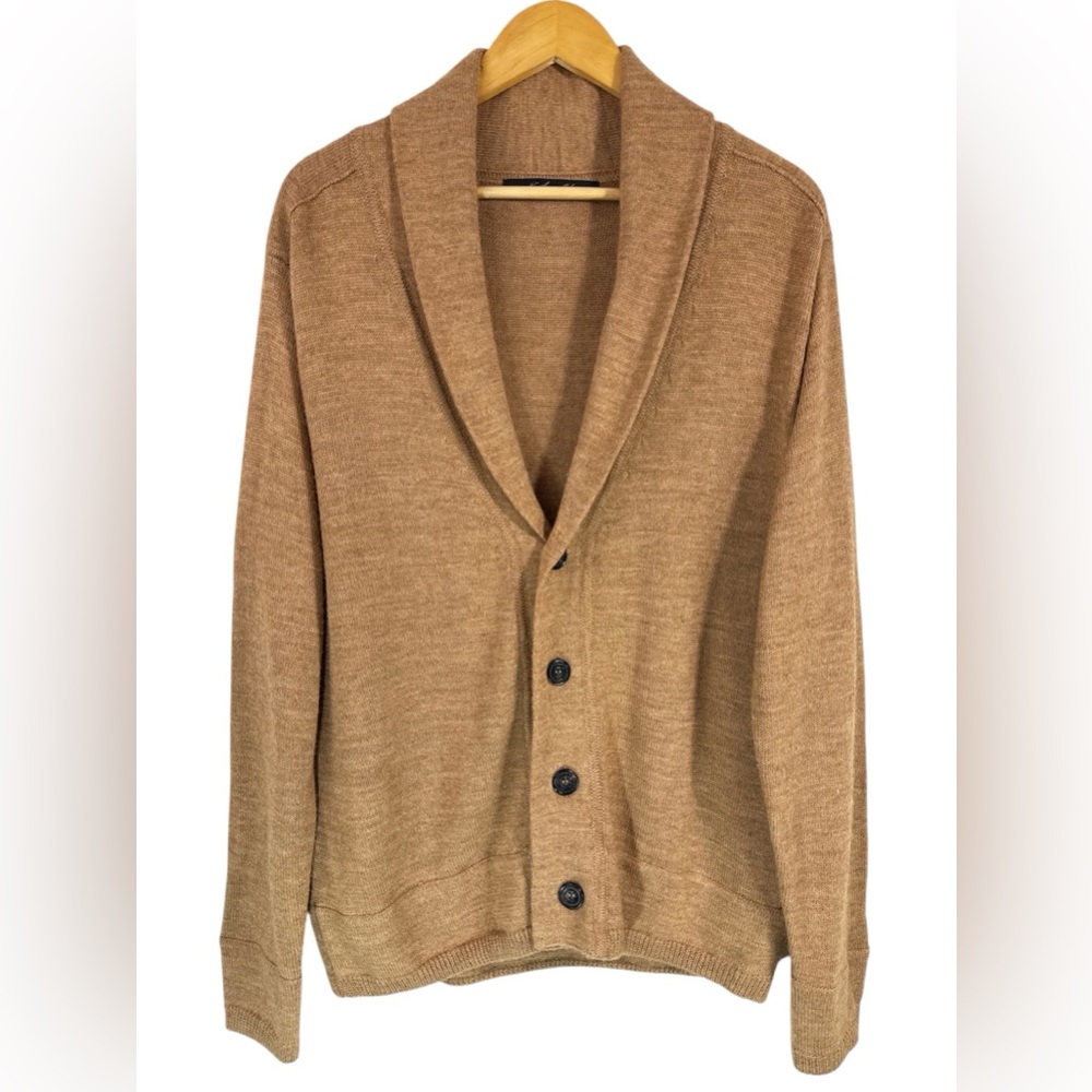 Northern Isles Premium Alpaca & Wool  Blend Cardigan Sweater Camel Size M